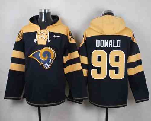 Nike Rams 99 Aaron Donald Navy Blue Hooded Jersey