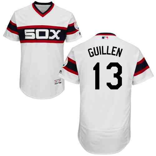 White Sox 13 Ozzie Guillen White Cooperstown Collection Flexbase Jersey