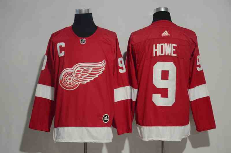 Red Wings 9 Gordie Howe Red Adidas Jersey