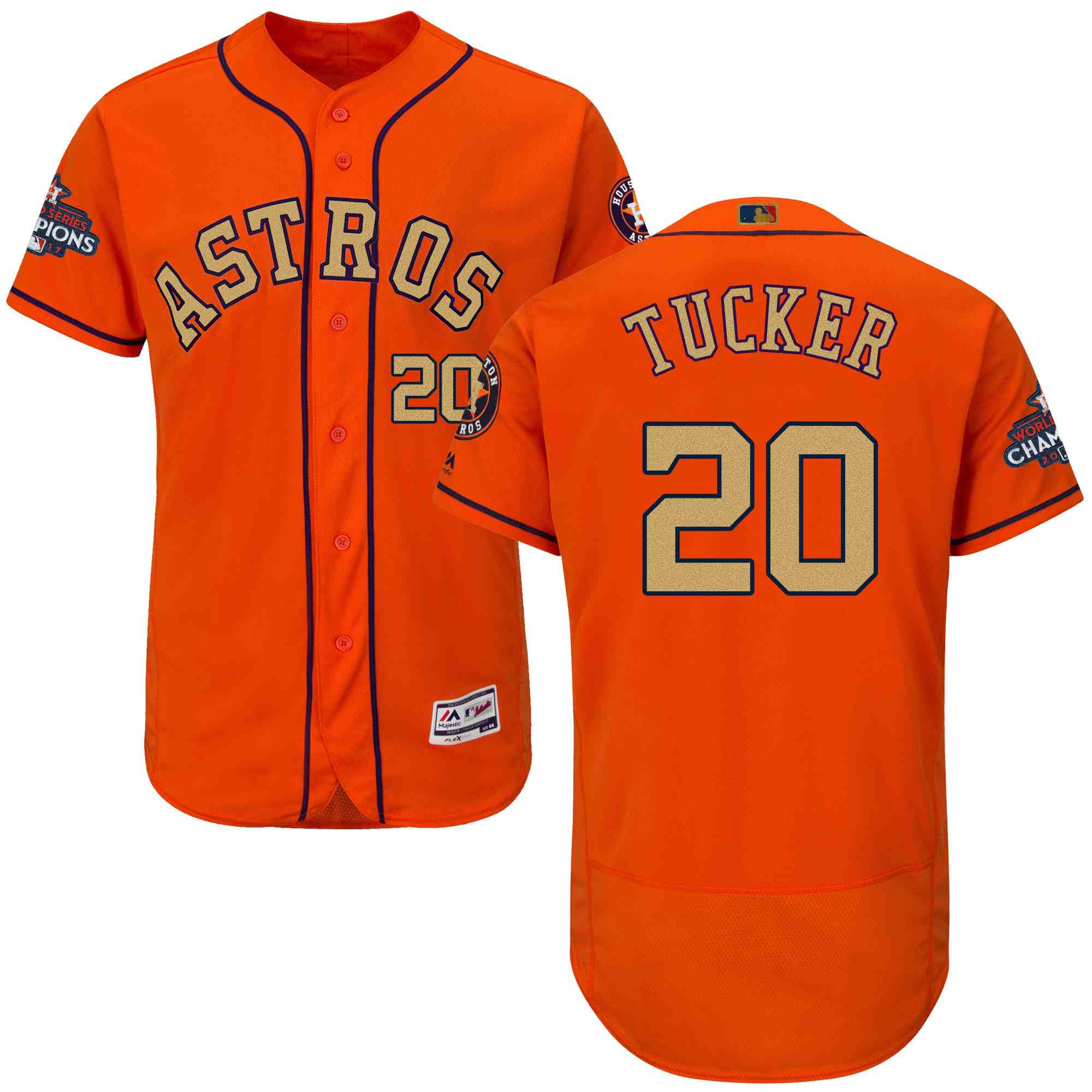 Astros 20 Preston Tucker White 2018 Gold Program Flexbase  Jersey