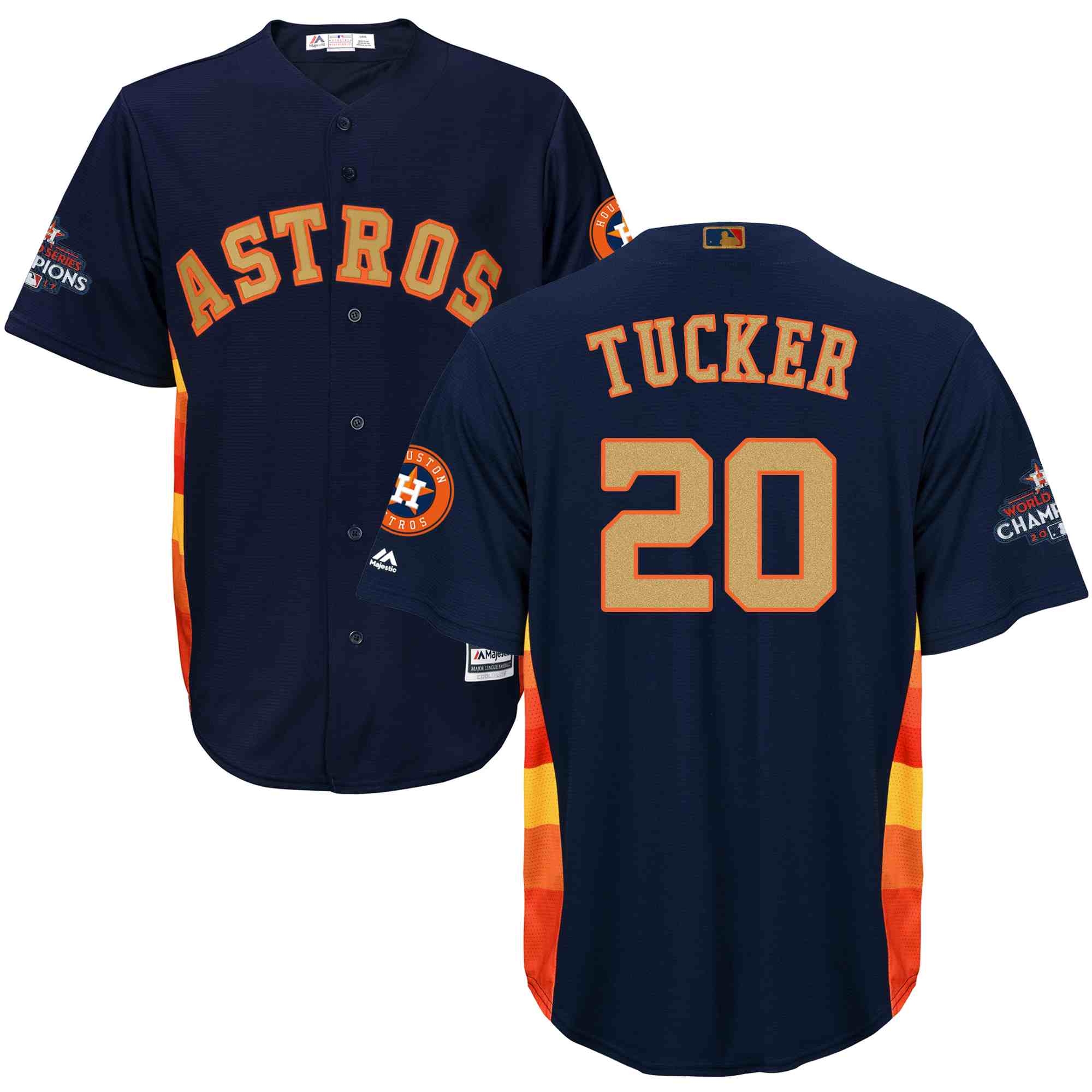 Astros 20 Preston Tucker Navy 2018 Gold Program Cool Base Jersey