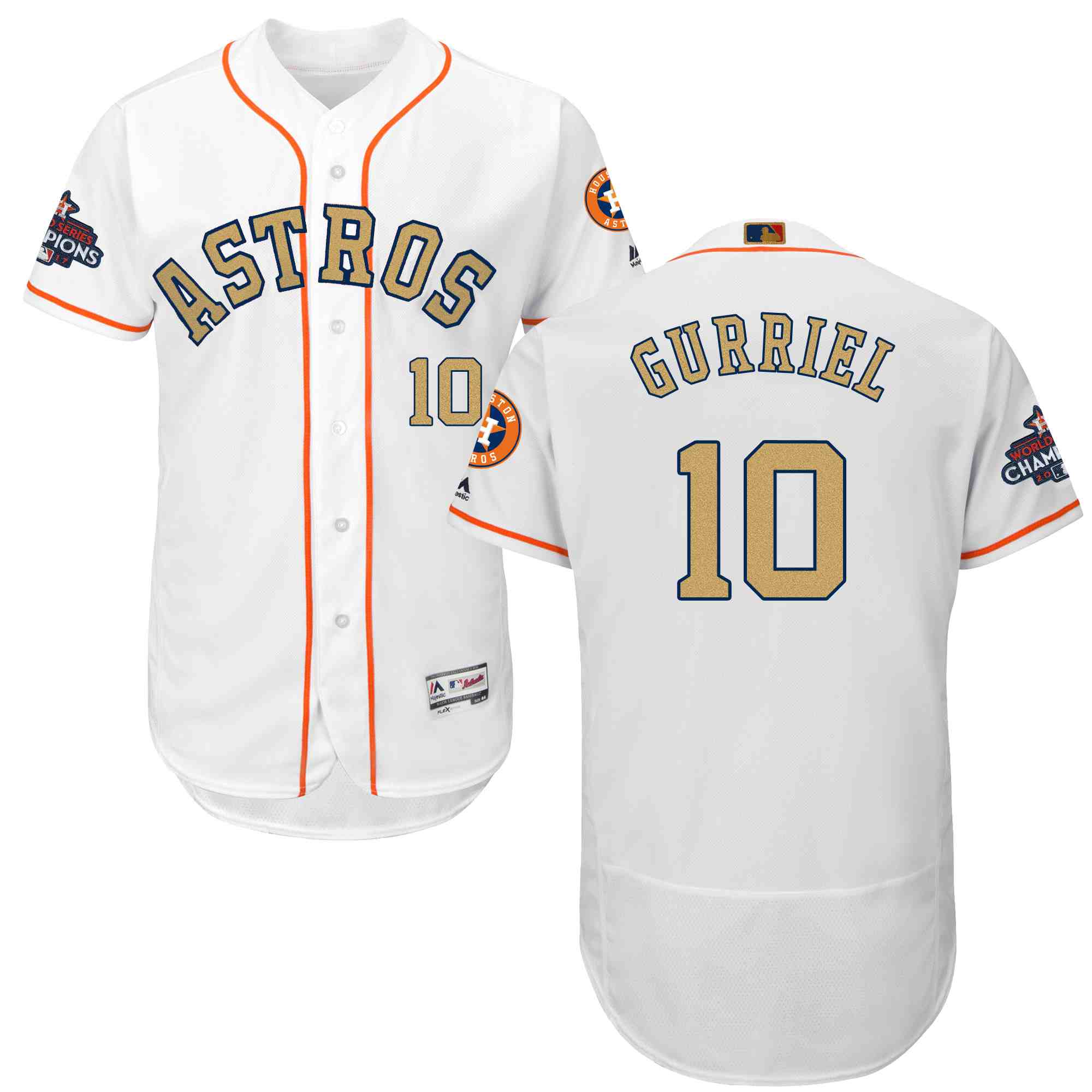 Astros 10 Yuli Gurriel White 2018 Gold Program Flexbase  Jersey