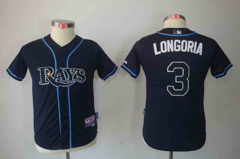 Rays 3 Evan Longoria dark blue Kids Jersey
