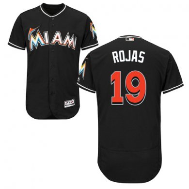 marlins #19 Miguel Rojas Black Flexbase Authentic Collection Stitched Baseball Jersey