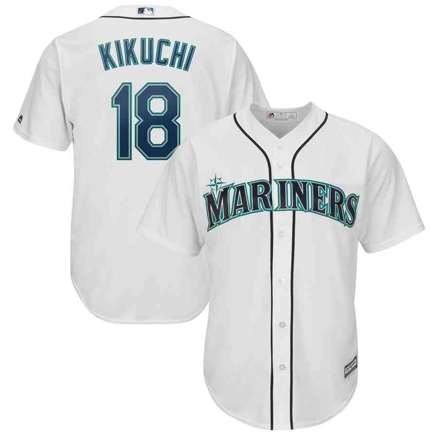 Mariners 18 Yusei Kikuchi White Cool Base Jersey