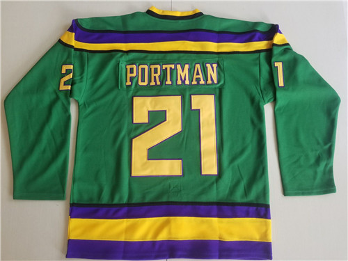 Mighty Ducks 21 Dean Portman Green Ice Hockey Movie Jersey