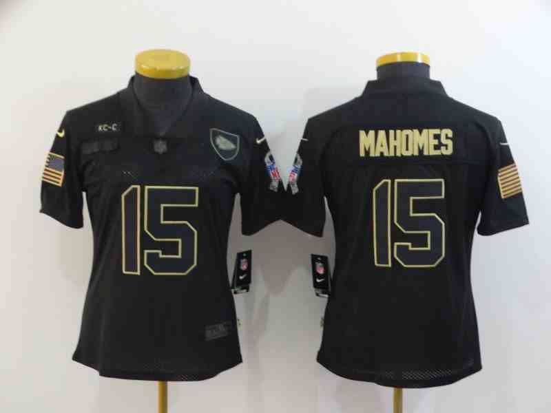 2020 Nike Chiefs 15 Patrick Mahomes Camo Women's  Salute To Service Limited Jersey