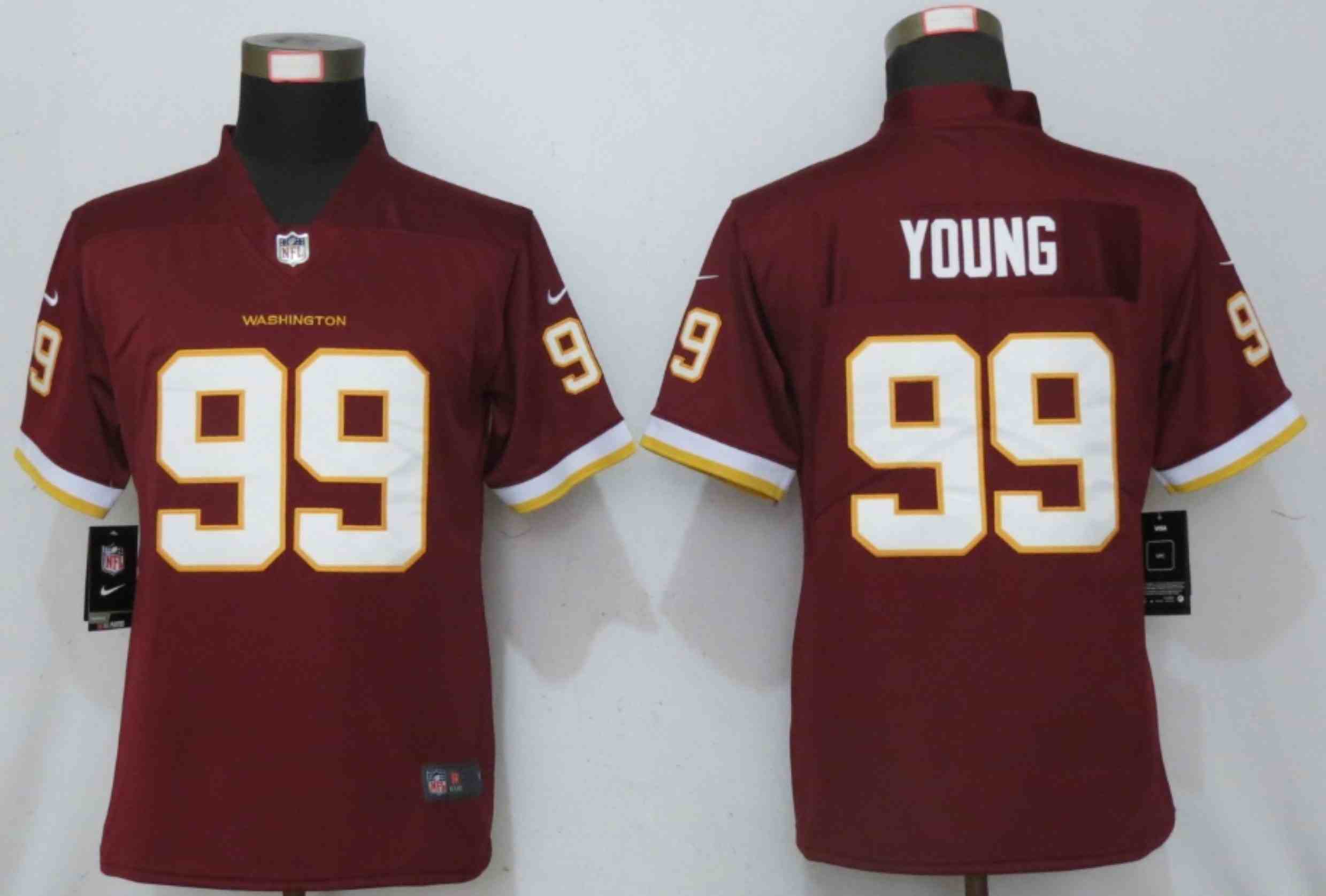 Women New Nike New Washington Red Skins 99 Young  Red 2020 Vapor Untouchable Elite Play