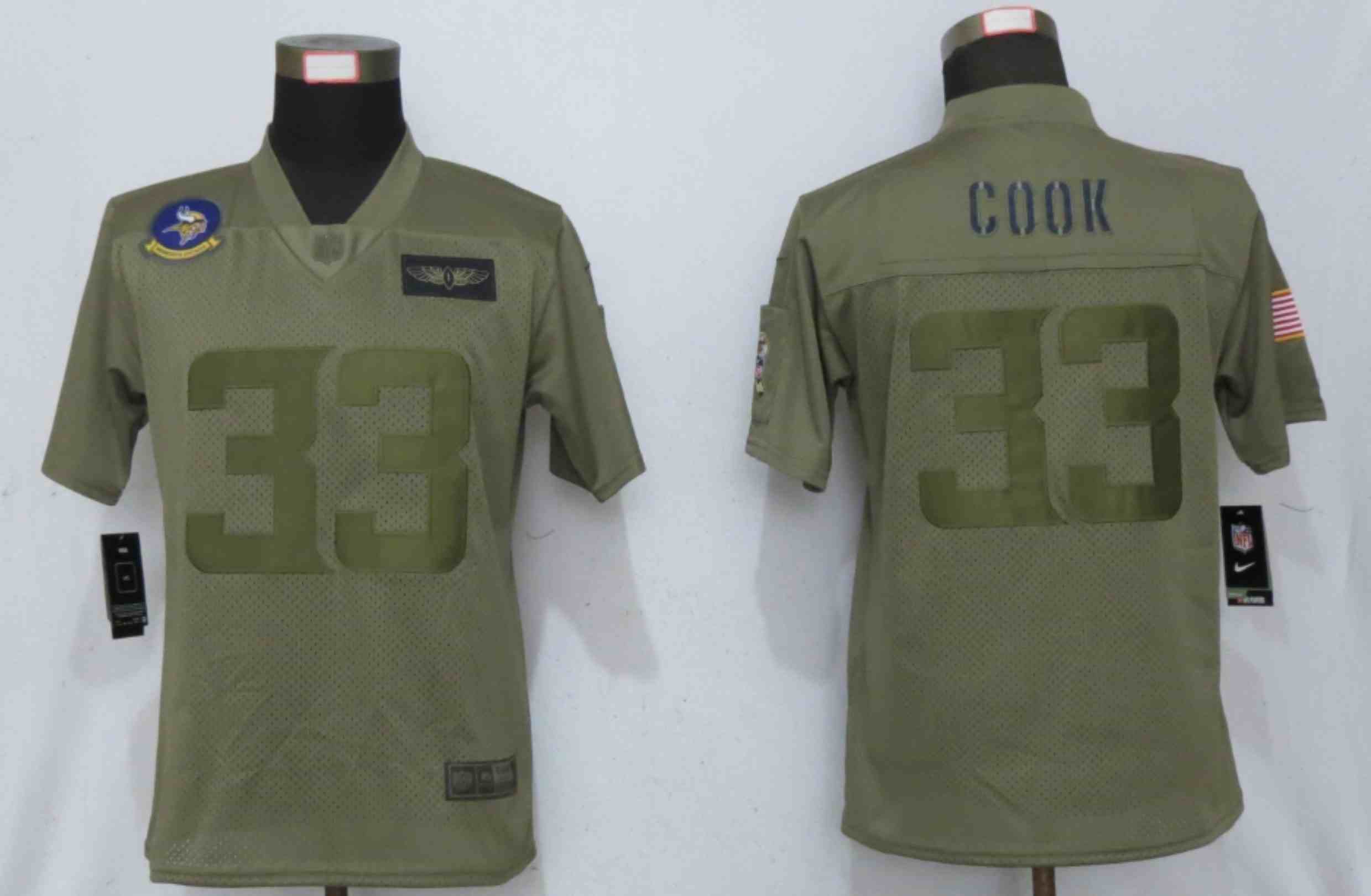Women NEW Nike Minnesota Vikings 33 Cook Nike Camo 2020 Salute to Service Elite Playe