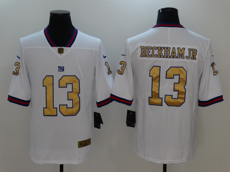 Nike Giants 13 Odell Beckham Jr White Gold Youth Color Rush Limited Jersey