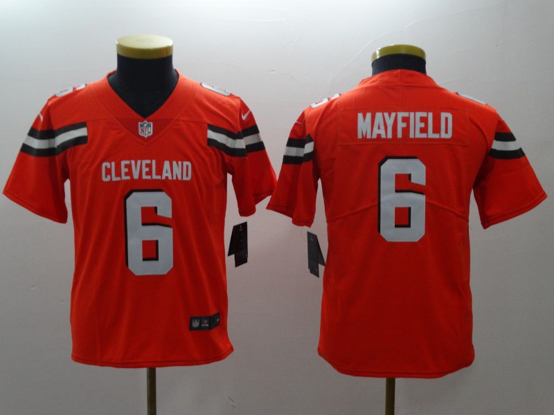 Nike Browns 6 Baker Mayfield Orange Youth Vapor Untouchable Player Limited Jersey