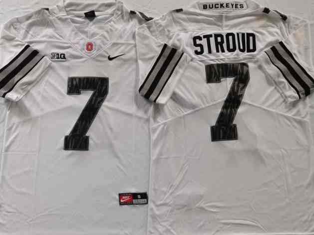 Mens NCAA Ohio State Buckeyes White #7 STROUD 2021 Jersey