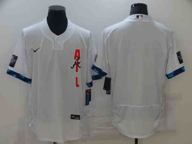 Men's Atlanta Braves Blank 2021 White All-Star Flex Base Stitched MLB Jersey