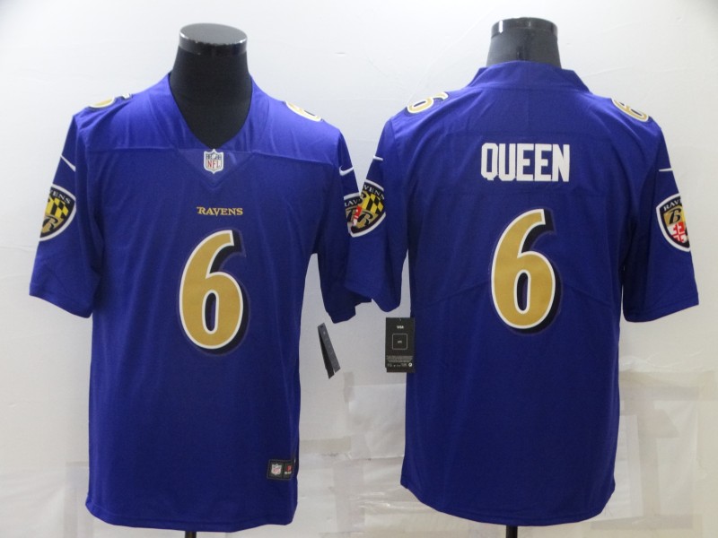 Men's Baltimore Ravens 6 Patrick Queen Purple  Color Rush Stitched NFL Nike Limited Jersey