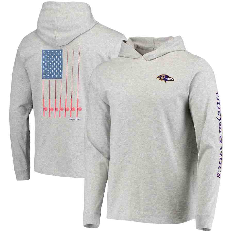 Men Baltimore Ravens Gray Performance Pullover Hoodie
