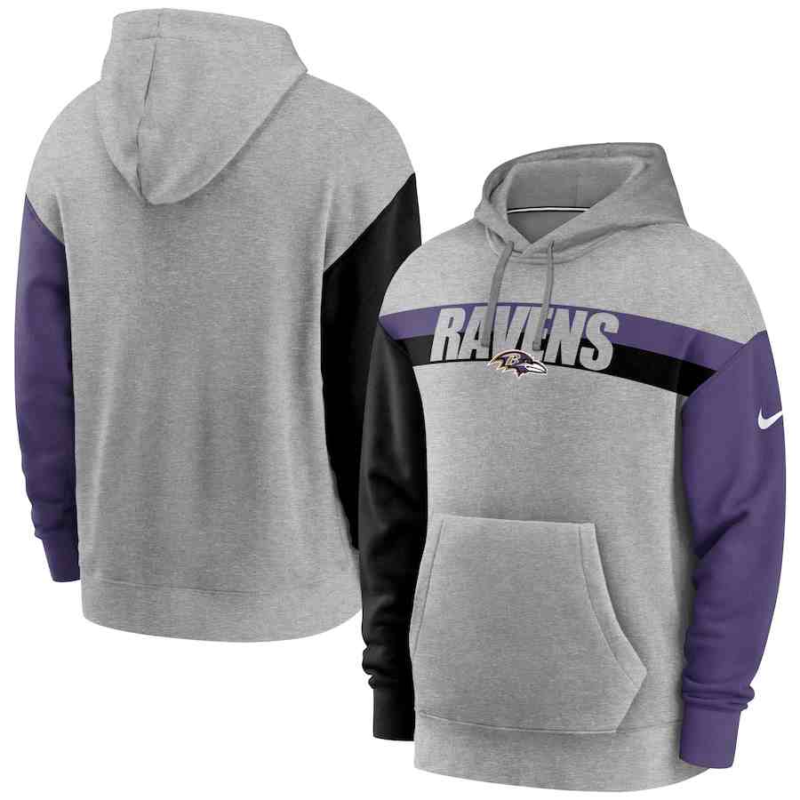Nike Baltimore Ravens Heathered Gray Fan Gear Heritage Tri-Blend Pullover Hoodie