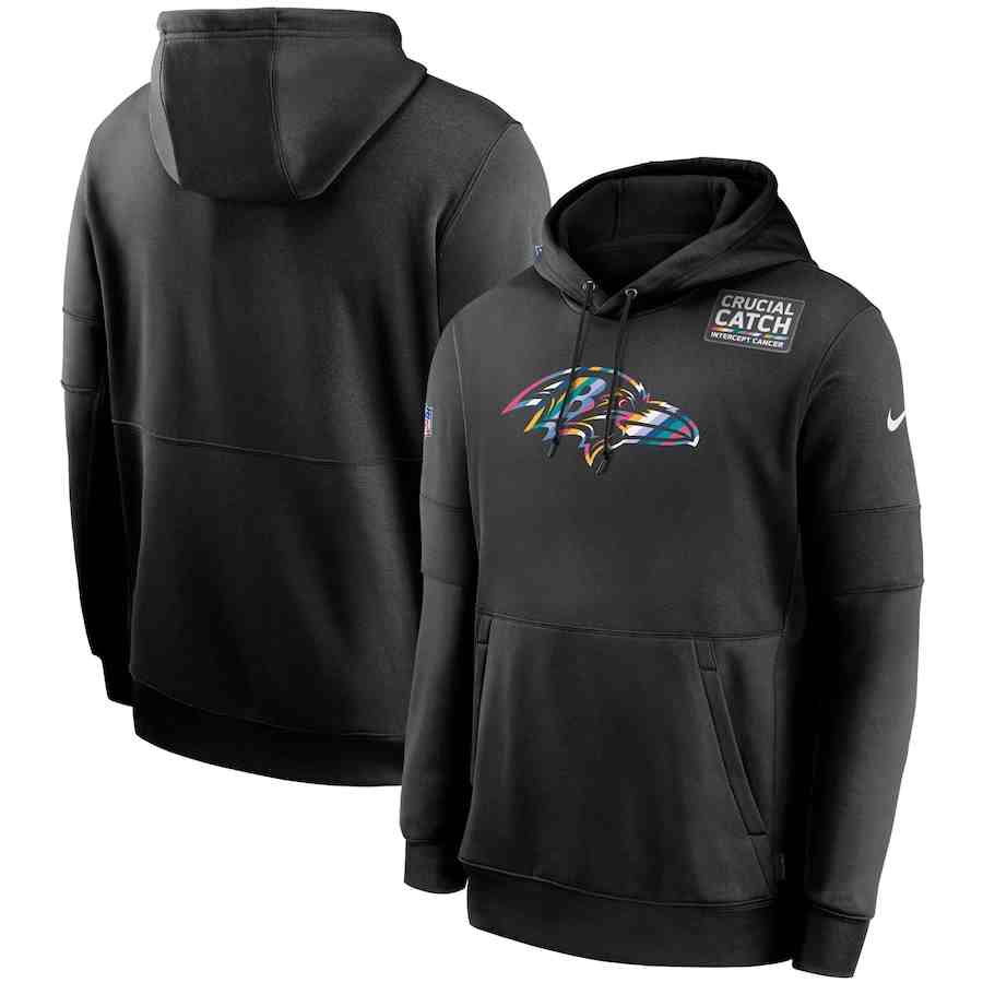 Men's Baltimore Ravens 2020 Crucial Catch Pullover Hoodies – Black
