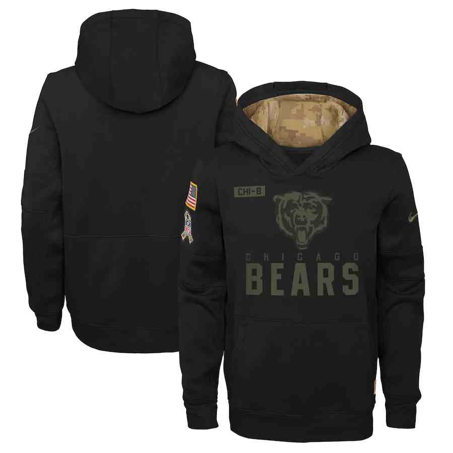 Youth Chicago Bears Nike Camo 2020 Salute To Service Therma Performance Pullover Hoodie