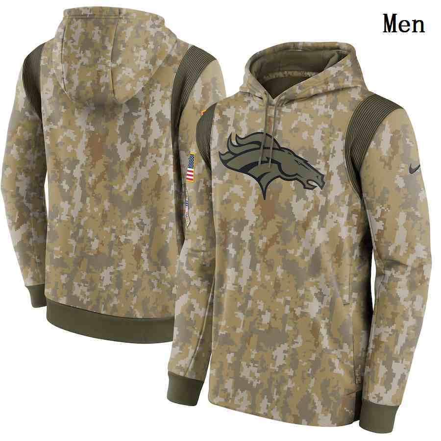 Men's Denver Broncos Nike Camo 2021 Salute To Service Therma Performance Pullover Hoodie