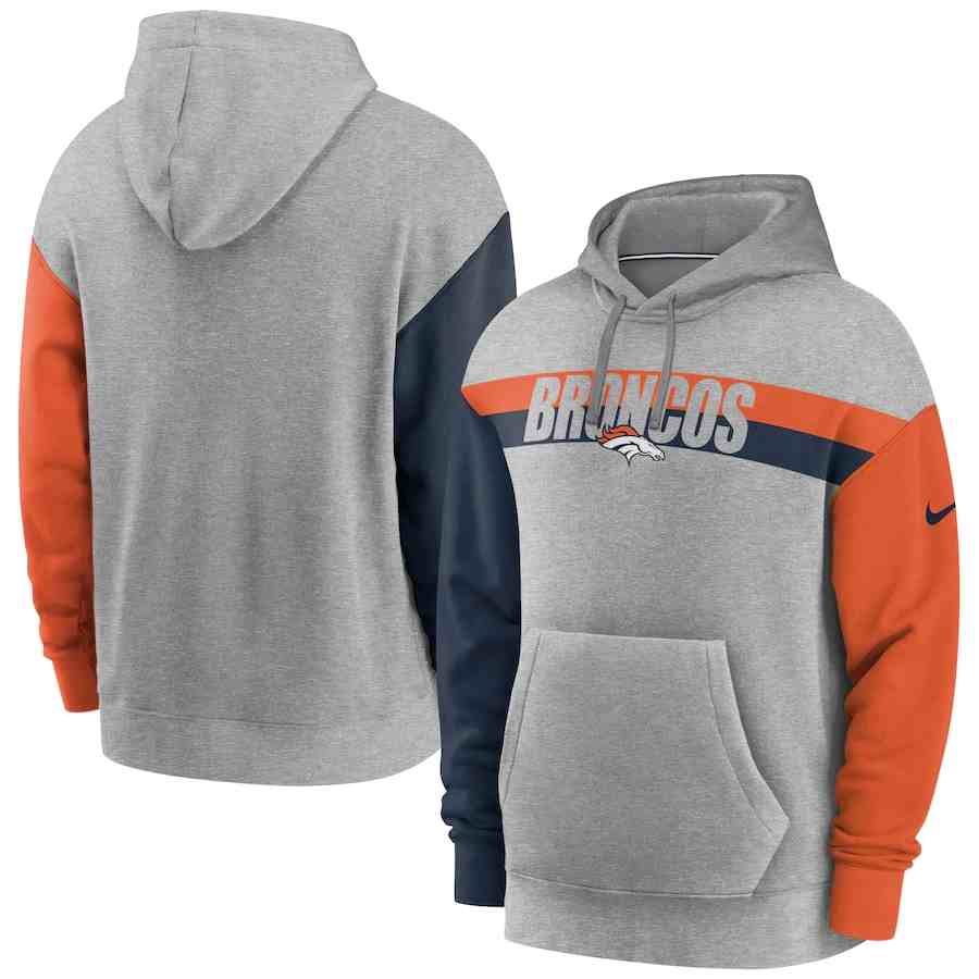 Nike Denver Broncos Heathered Gray Fan Gear Heritage Tri-Blend Pullover Hoodie