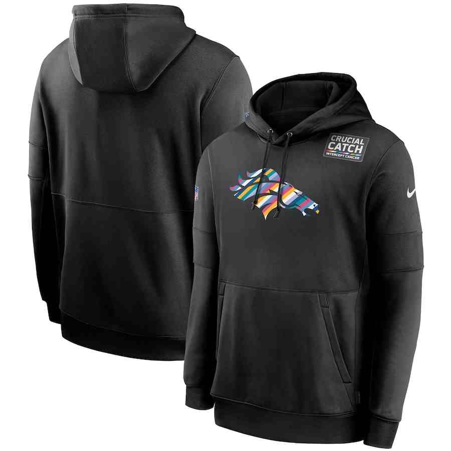 Men's Denver Broncos 2020 Nike Crucial Catch Sideline Performance Pullover Hoodie