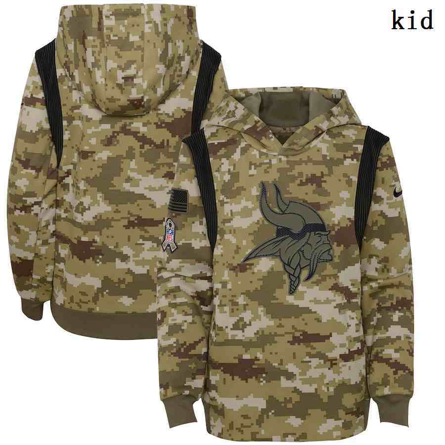 Youth Minnesota Vikings Nike Camo 2021 Salute To Service Therma Performance Pullover Hoodie