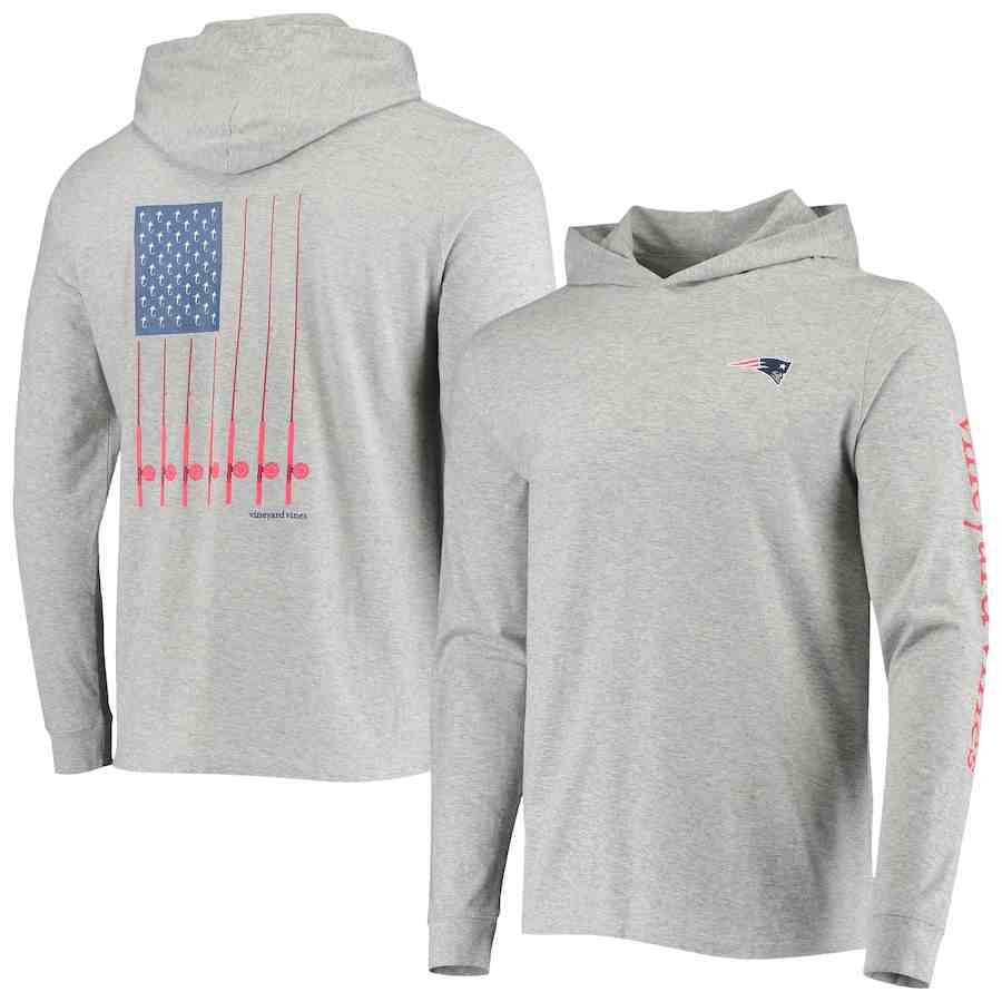 Men's New England Patriots Grey Performance Pullover Hoodie