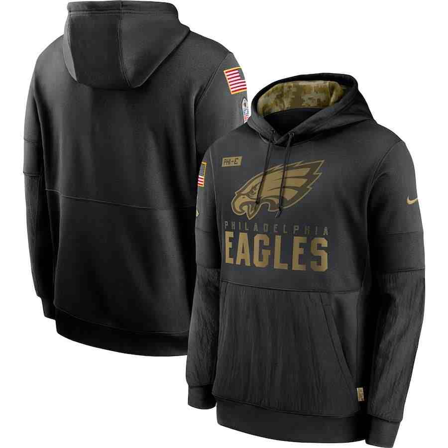 Men's Philadelphia Eagles Nike Camo 2020 Salute To Service Therma Performance Pullover Hoodie
