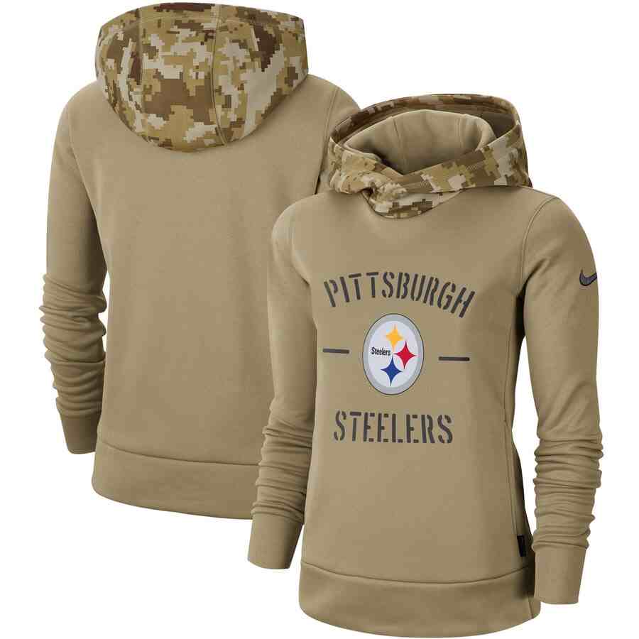 Women's Pittsburgh Steelers Nike Camo 2019 Salute To Service Therma Performance Pullover Hoodie
