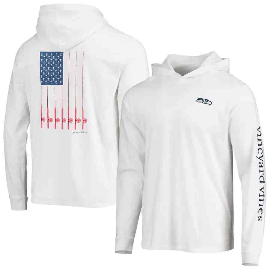 Men Seattle Seahawks White Performance Pullover Hoodie