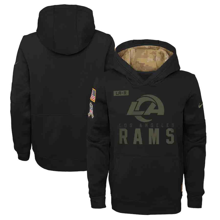 Youth Los Angeles Rams Nike Camo 2020 Salute To Service Therma Performance Pullover Hoodie