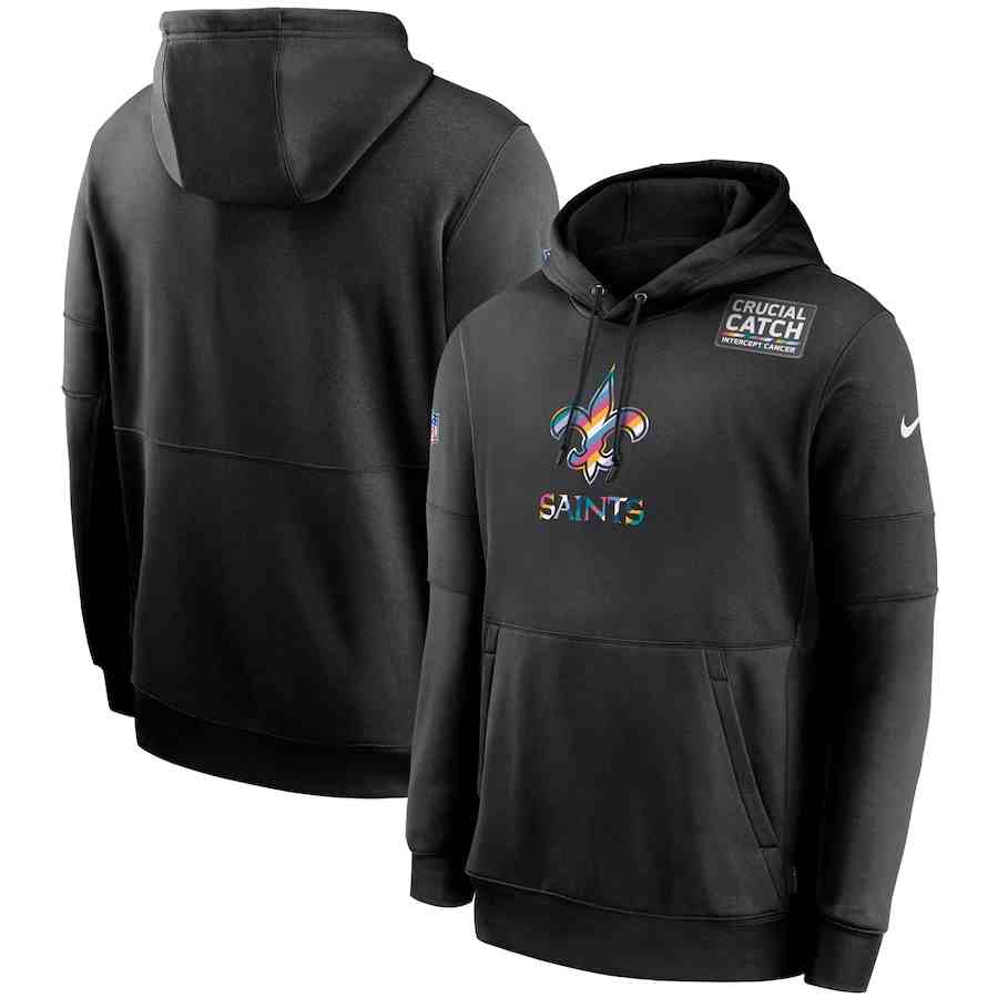 Men's New Orleans Saints 2020 Nike Crucial Catch Sideline Performance Pullover Hoodie