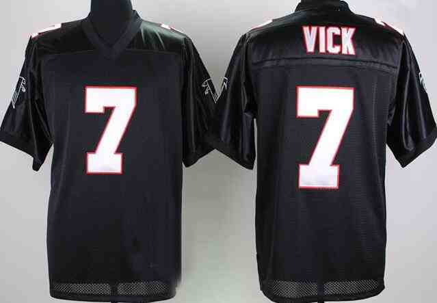 Men's Atlanta Falcons 7 Michael Vick Throwback Black Jersey