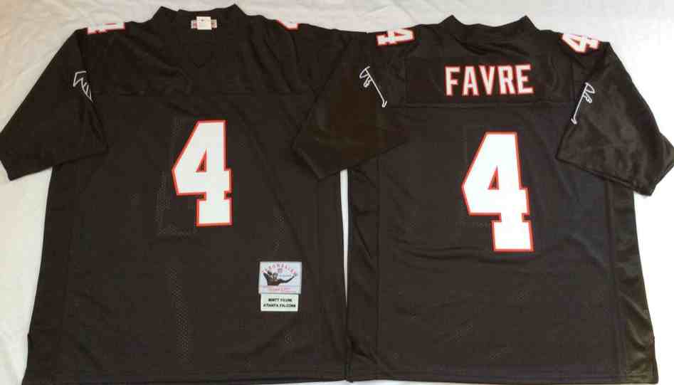 Men's Atlanta Falcons 4 Brett Favre 1991 Throwback Black Jersey