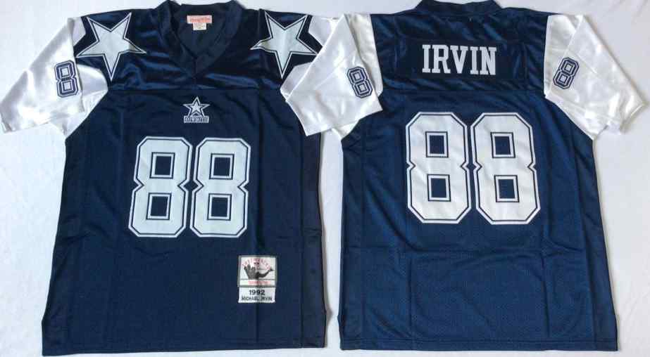 Men's Dallas Cowboys 88 Michael Irvi 1995 Throwback Navy Blue Jersey