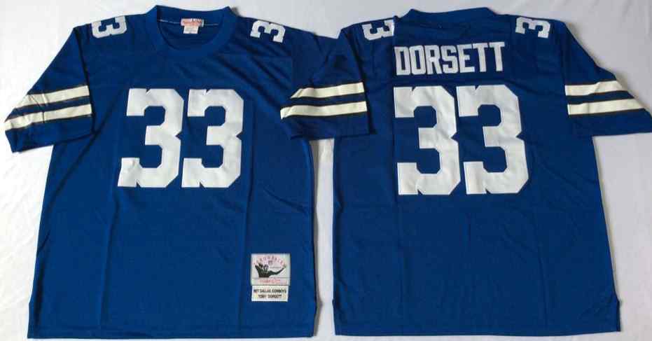 Men's Dallas Cowboys 33 Tony Dorsett 1977 Throwback Blue Jersey