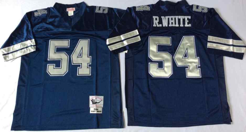 Men's Dallas Cowboys 54 Randy White 1984 Throwback Navy Blue Jersey