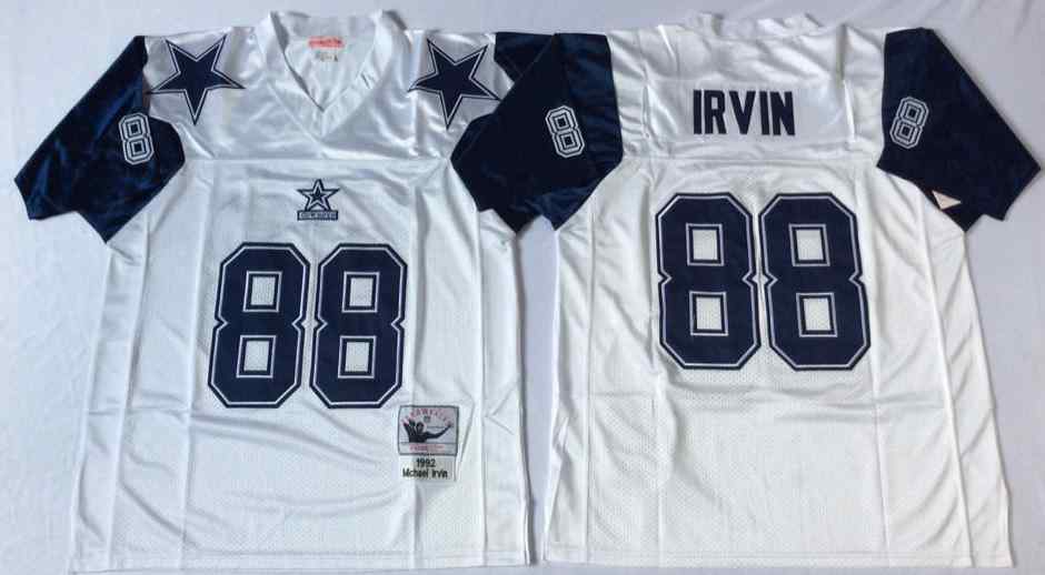 Men's Dallas Cowboys 88 Michael Irvin 1995 Throwback White Jersey