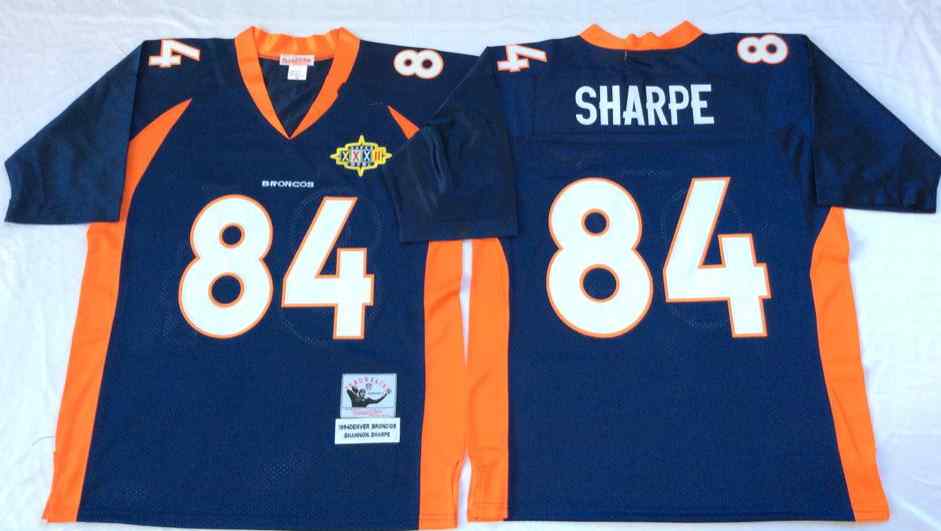 Men's Denver Broncos 84 Shannon Sharpe 1997 Throwback Blue Jersey