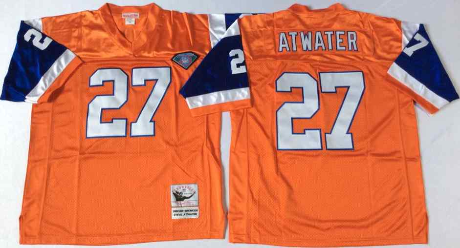 Men's Denver Broncos 27 Steve Atwater 1994 Orange Throwback Jersey