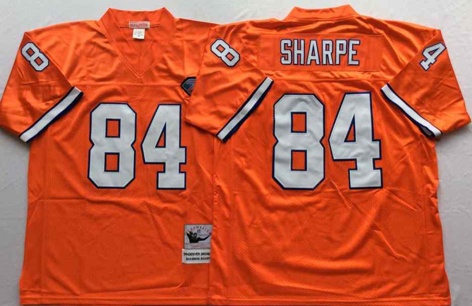 Men's Denver Broncos 84 Shannon Sharpe 1997 Throwback Orange Jersey