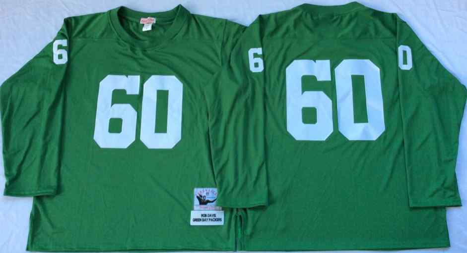 Men's Green Bay Packers 60 Rob Davis Throwback Green Jersey