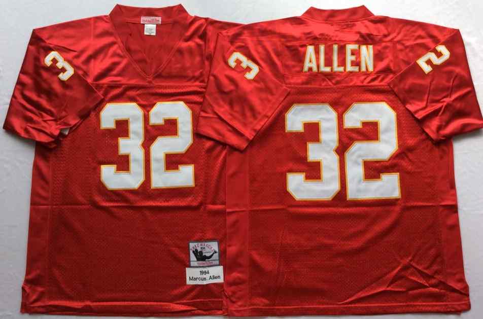 Men's Kansas City Chiefs 32 Marcus Allen 1994 Throwback Red Jersey