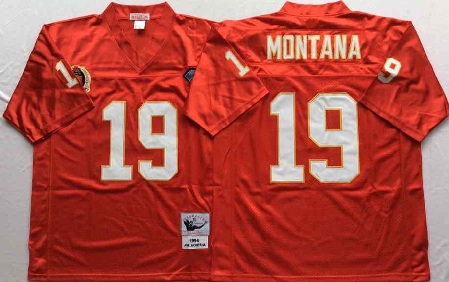 Men's Kansas City Chiefs 19 Joe Montana 1994 Throwback Red Jersey