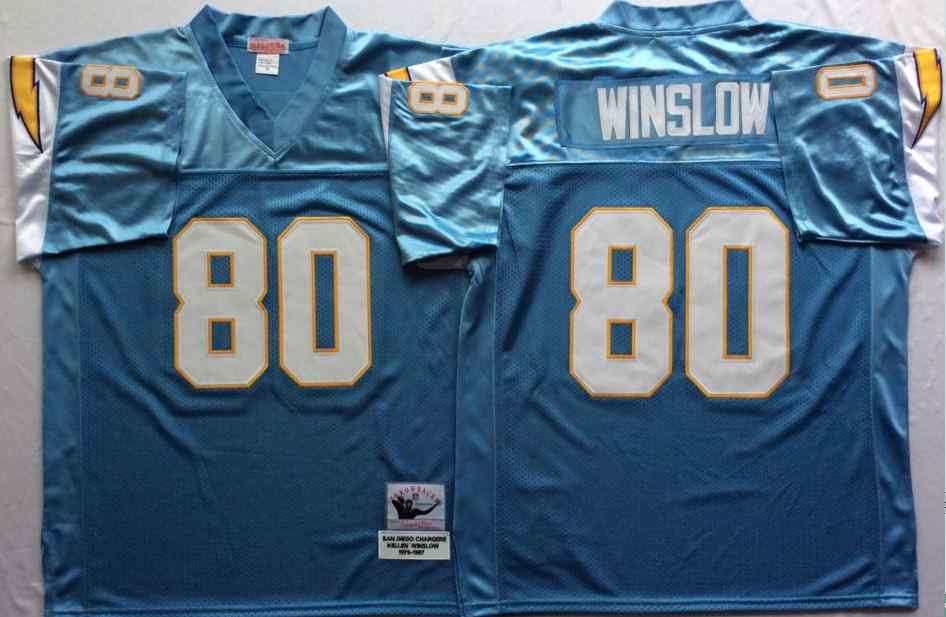 Men's Los Angeles Chargers #80 Kellen Winslow Throwback Powder Blue Jersey
