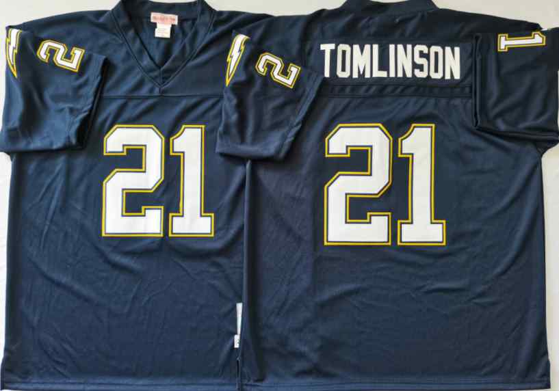 Men's Los Angeles Chargers #21 Tomlinson Dark Blue Throwback jersey