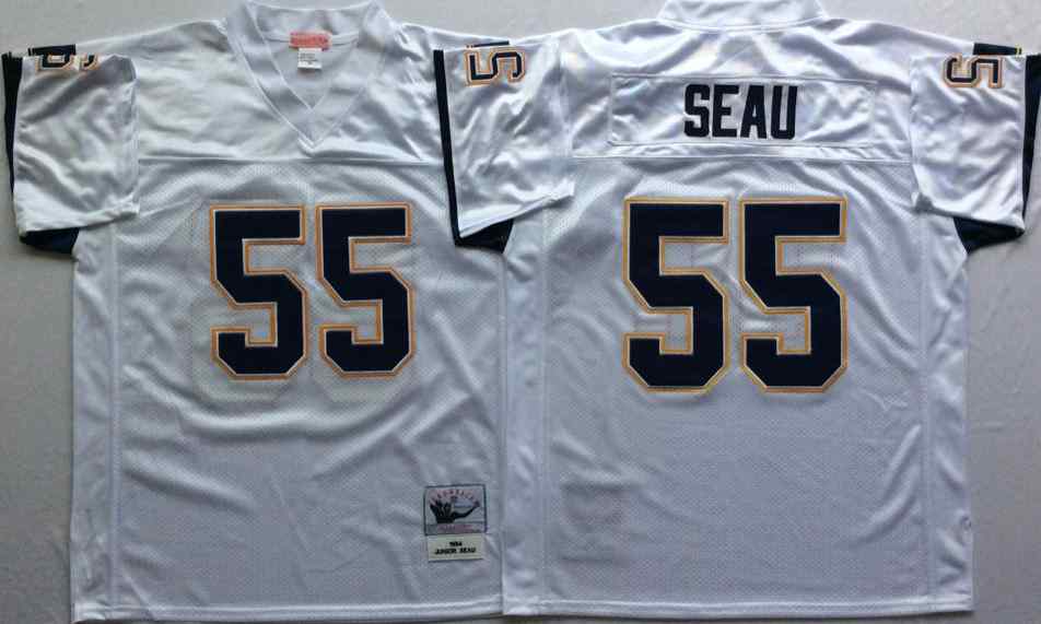 Men's Los Angeles Chargers #55 Junior Seau Throwback White Jersey
