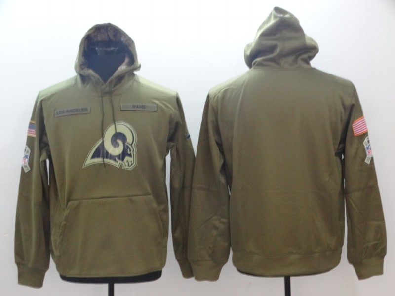 Men's Nike Olive Los Angeles Rams Salute to Service Sideline Therma Performance Pullover Hoodie
