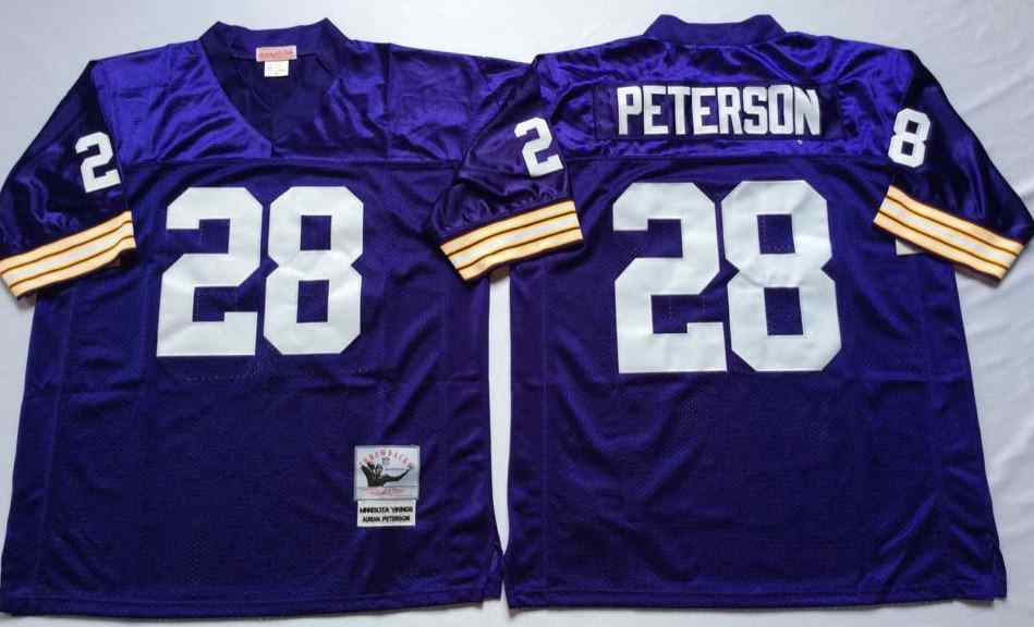 Men's Minnesota Vikings #28 Adrian Peterson Throwback Purple Jersey