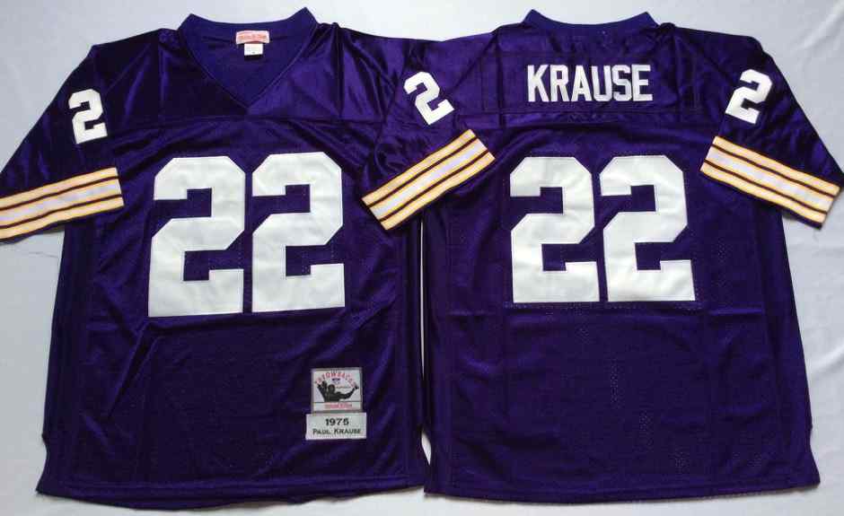 Men's Minnesota Vikings #22 Paul Krause 1975 Throwback Purple Jersey